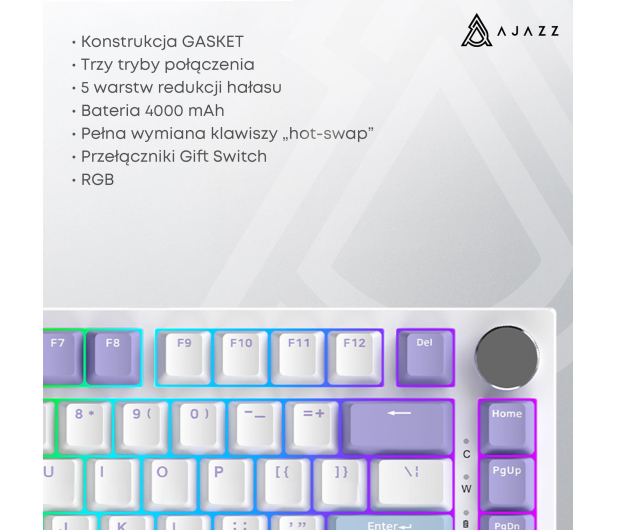 Ajazz AK820 Pro Gift Switch Purple White Blue RGB - 1536365 - zdjęcie 15